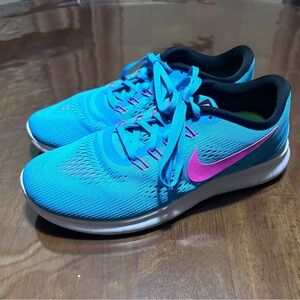 Nike Free Rn Running Shoes Teal Blue with Pink Lightweight Women’s US 8 EU 39